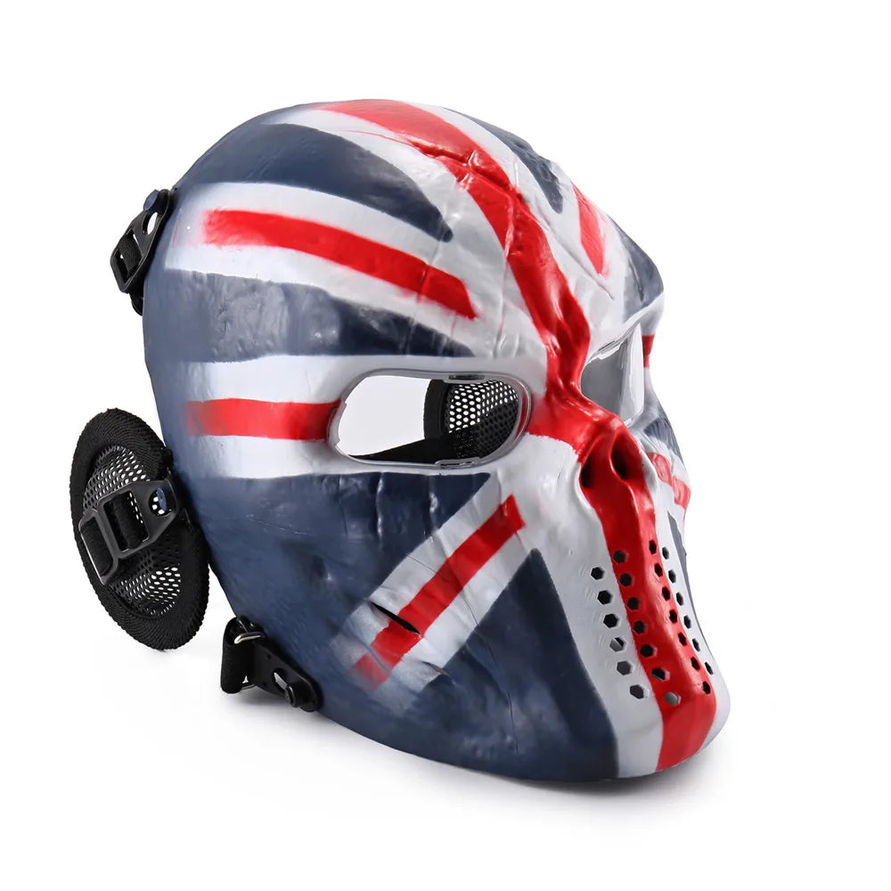 REikirc Full Face Airsoft Tactical Skull Mask with Ear Protection CS Halloween Cosplay Masks