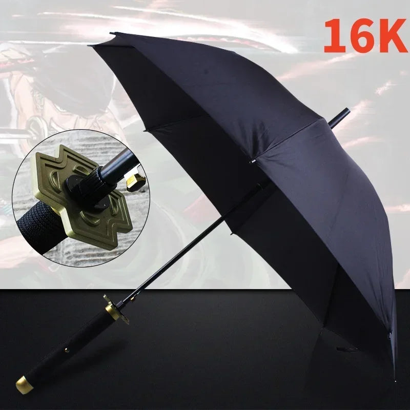 Anime Zoro Katana Umbrella Sword Long Hand Black Parasol Roronoa Zoro Knife Real Size Japanese Katana Sabre Umbrella Raincoa
