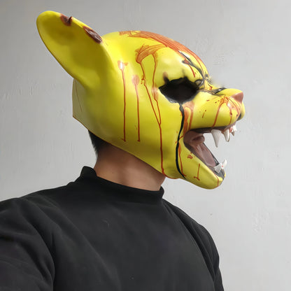 Horror Beast Mask | Bloody Tiger Style Scary Latex Face Mask | Halloween Party Cosplay Costume Prop For Festivals & Night Events