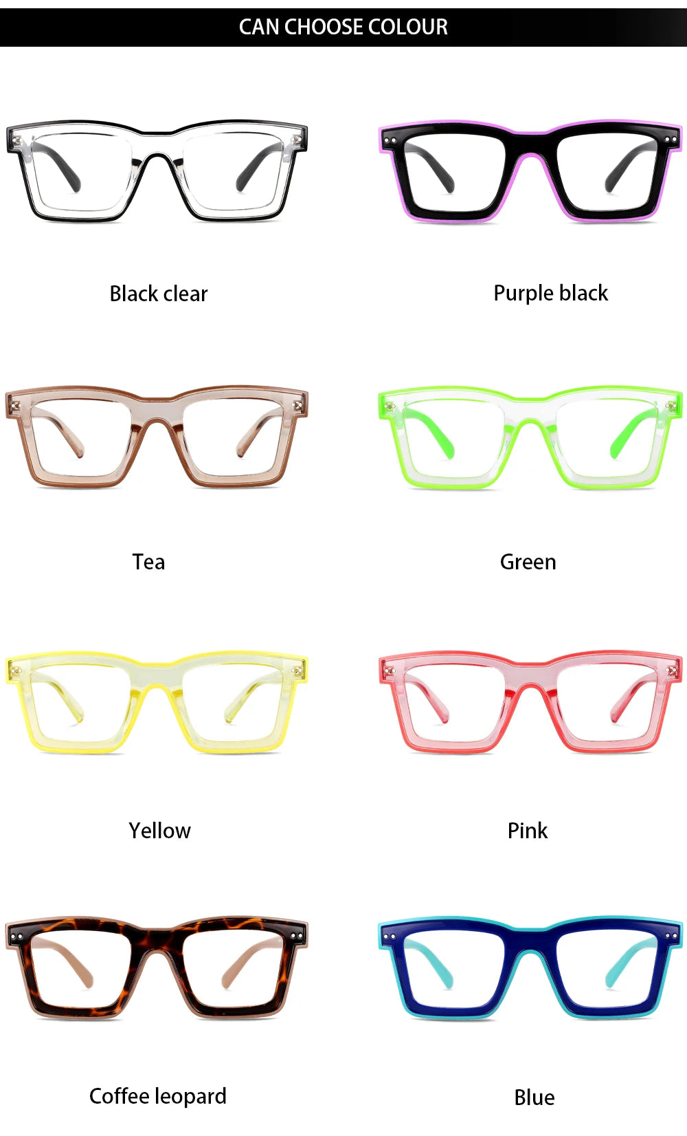 55599 New Fashion Men Brand Designer Glasses for Ladies Anti Blue Retro Square Punk Frame Clear Computer Purple Eyeglasses