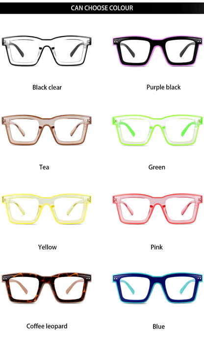 55599 New Fashion Men Brand Designer Glasses for Ladies Anti Blue Retro Square Punk Frame Clear Computer Purple Eyeglasses