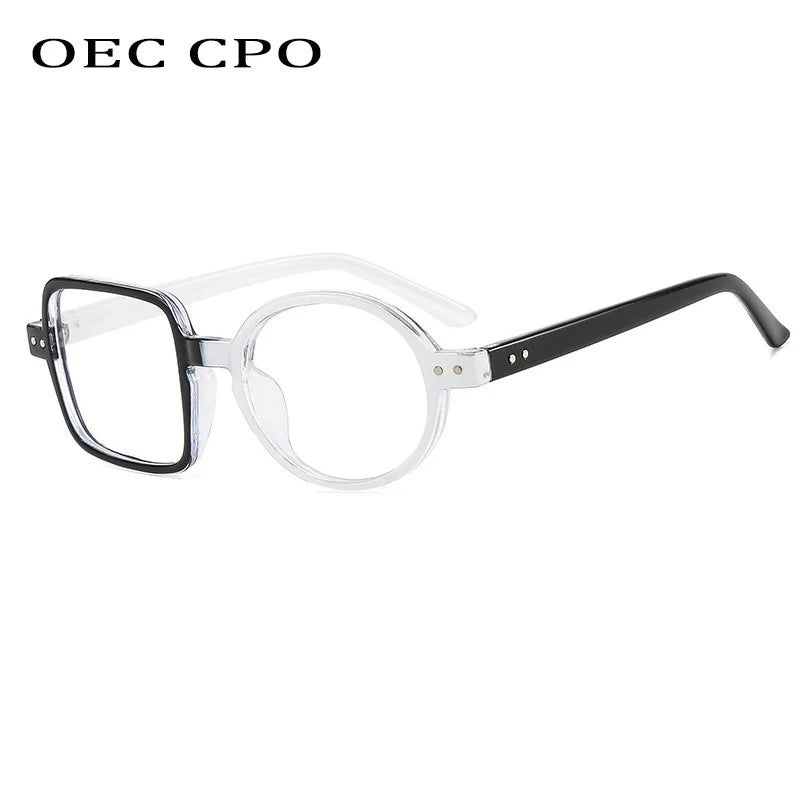OEC CPO Square Glasses Women Men Fashion Clear Glasses Optical Eyeglasses Frame Personality Round Transparent Lens Spectacle