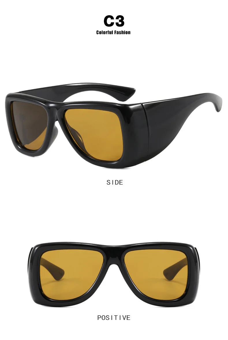 QVQV Trendy Oversized Square Sunglasses Women Men Luxury Brand Original Thick Frame Sunglasses Retro Outdoors Driving Shades