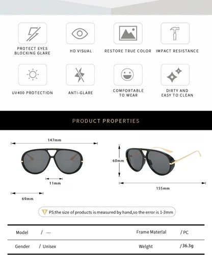QVQV New Oversized Pilot Sunglasses Women Fashion Luxury Brand Leopard Blue Sunglasses Men Retro Outdoor Driving UV400 Shades