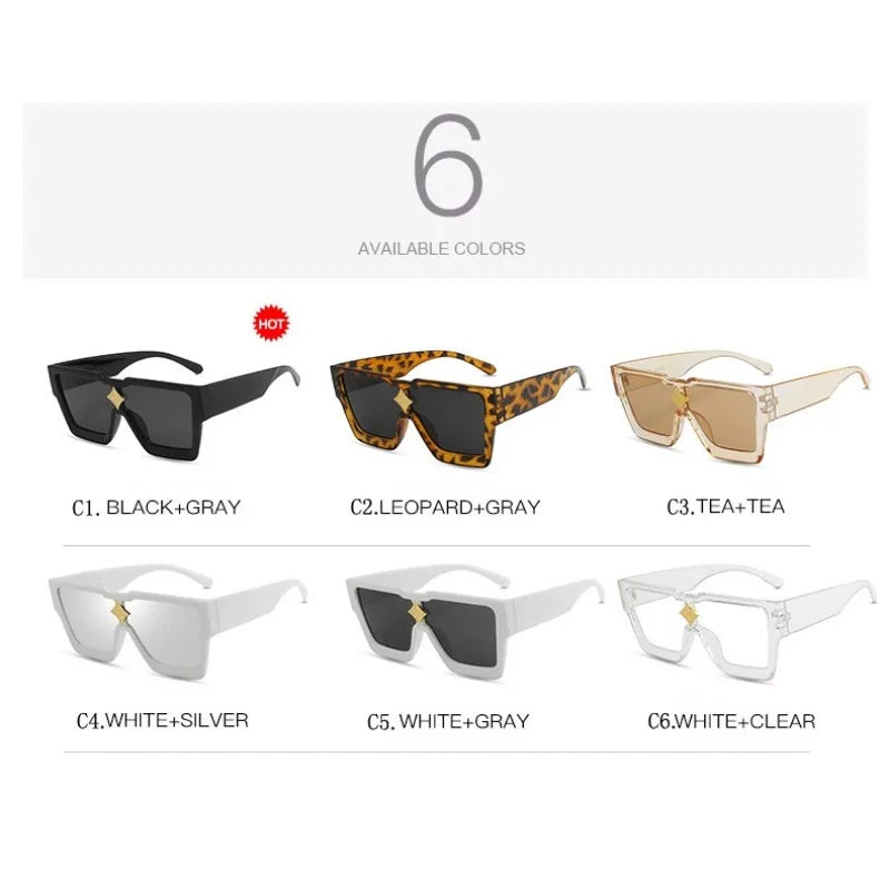 Retro Millionaire Sunglasses for Women Men Vintage Fashion Flat Top Thick Frame Square Sun Glasses Punk Rock Hip Hop Style