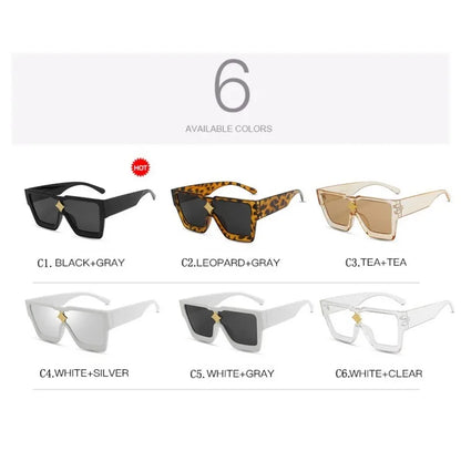 Retro Millionaire Sunglasses for Women Men Vintage Fashion Flat Top Thick Frame Square Sun Glasses Punk Rock Hip Hop Style