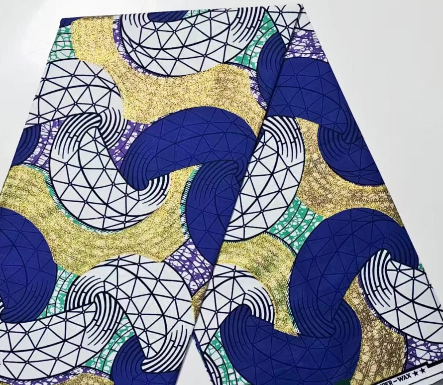 Latest African Grand Golden Wax Fabric Super Good Quality Women Pagne Flash Cotton Prints Batik Ankara Glitter Tissus 6yards