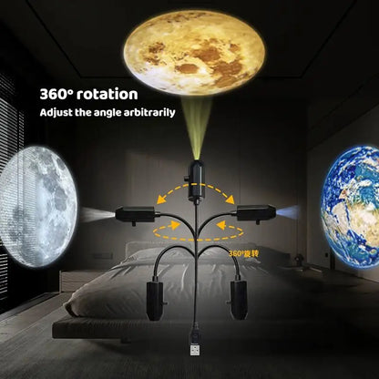 Romantic Rotatable Galaxy Star Projector Portable USB LED Night Light Sleep Atmosphere Lamp Home Wedding Party Decoration