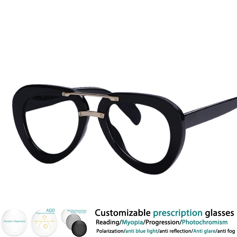 Fashion Pilot Reading Glasses Men Women Popular Resin Optical Presbyopic Spectacles Custom Diopter+50+100+200+300+400 #302454