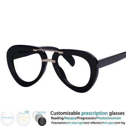 Fashion Pilot Reading Glasses Men Women Popular Resin Optical Presbyopic Spectacles Custom Diopter+50+100+200+300+400 #302454