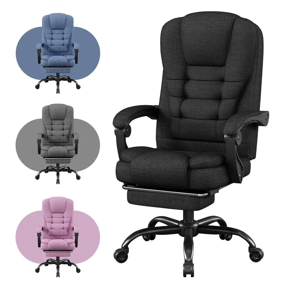 Office Chair, Big and Tall Fabric Gaming Chair with Footrest, Executive Comfortable Computer Desk Chairs, 360°, Customized