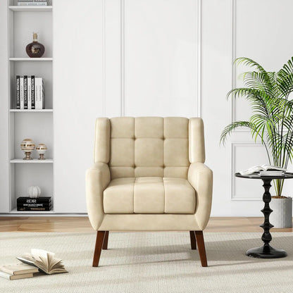 Faux Leather Accent Chair, Modern Upholstered Club Arm Chair for Living Room, Comfy Armchair Single Sofa Seat with, Customized