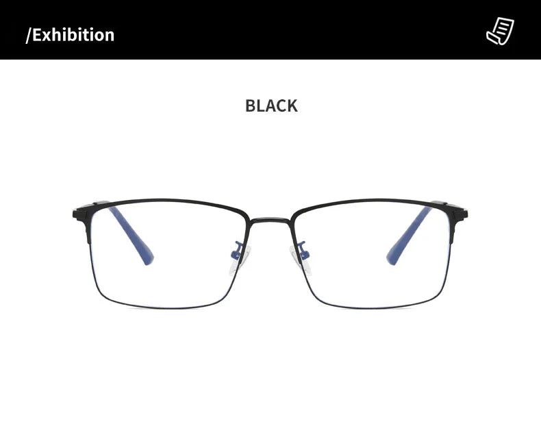 157mm Titanium Alloy Anti Blue Light Square Reading Glasses Men Business Big Presbyopic Glasses Clear Lens Prescription Eyewear