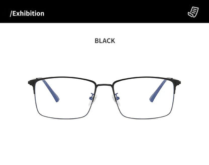 157mm Titanium Alloy Anti Blue Light Square Reading Glasses Men Business Big Presbyopic Glasses Clear Lens Prescription Eyewear