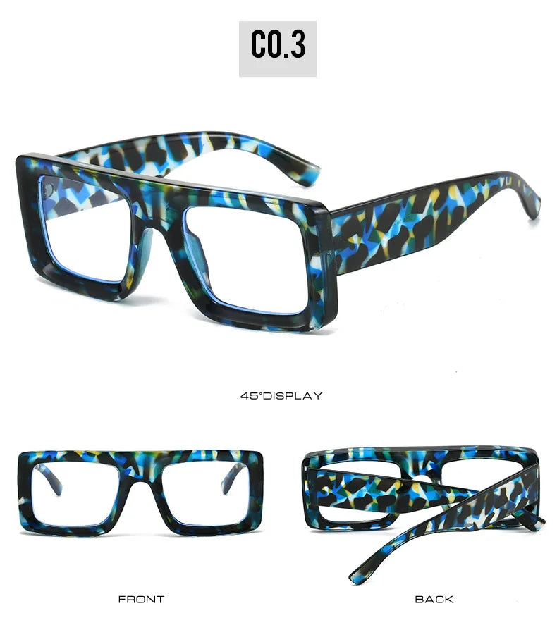 Anti Blue Light Square Thick Frames Reading Glasses Men Women Finished Presbyopic Eyewear Clear Len Prescription Optical Glasses