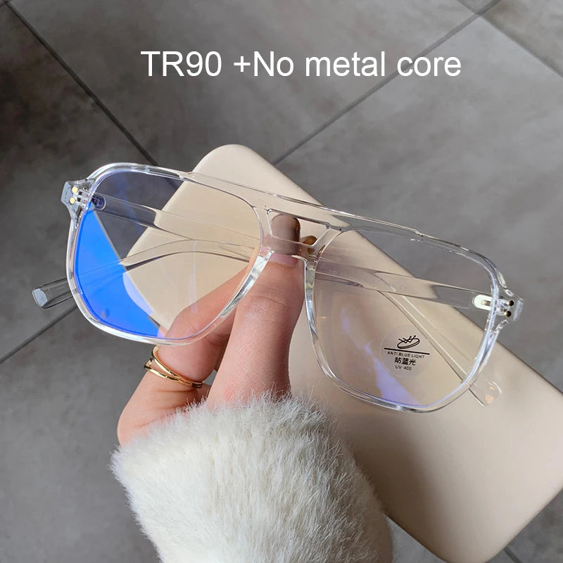 2025 New Fashion Vintage Oversized Reading Glasses Unisex Anti Blue Rays Leoaprd Square Eyeglasses Antifatigue Computer Eyewear