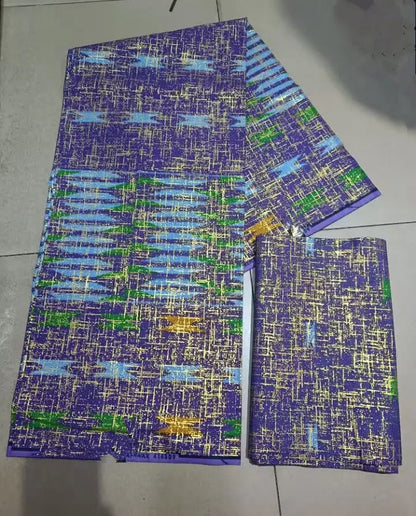 KENTE 4+2YARD 2024 Latest Design 6 Yards/lot African Fabric Gold Powder Ankara 100% Cotton Farbic For Sewing Wax Print Fabric
