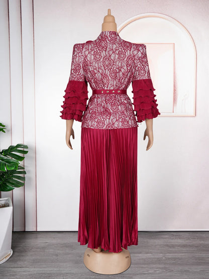 African Clothes for Women 2 PCS Sets Tops And Skirts Suits Dashiki Ankara Turkey Outfits Gown Plus Size Wedding Party Dresses