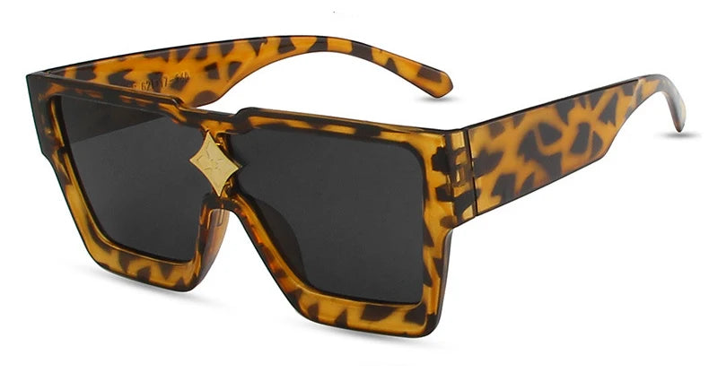 Retro Millionaire Sunglasses for Women Men Vintage Fashion Flat Top Thick Frame Square Sun Glasses Punk Rock Hip Hop Style