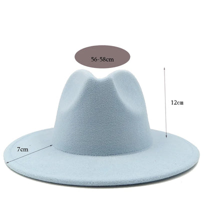 Sombreros Fedora Hat Dual Color Classic Jazz Hat Soft Fedora Hat Classic Men's and Women's Blue Jazz sombreros