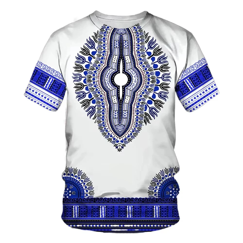 Summer New Men's African Ethnic Style Pattern 3D Print T-shirt Short Sleeve Tees Casual Harajuku Sports Oversized Unisex Tops