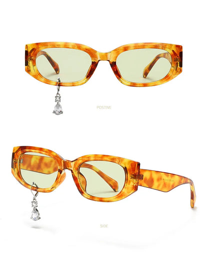 Pearl Diamond  DIY Tear Sunglasses for Women Small Frame Cat Eye Fashion Forward Mermaid Tear Aviator Eyewear