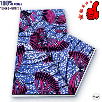 Guaranteed Veritable African Real Wax Prints Fabric Ghana Style Ankara Wax Tissu Pagne 100%Cotton Soft Design Nigeria Wax Fabric