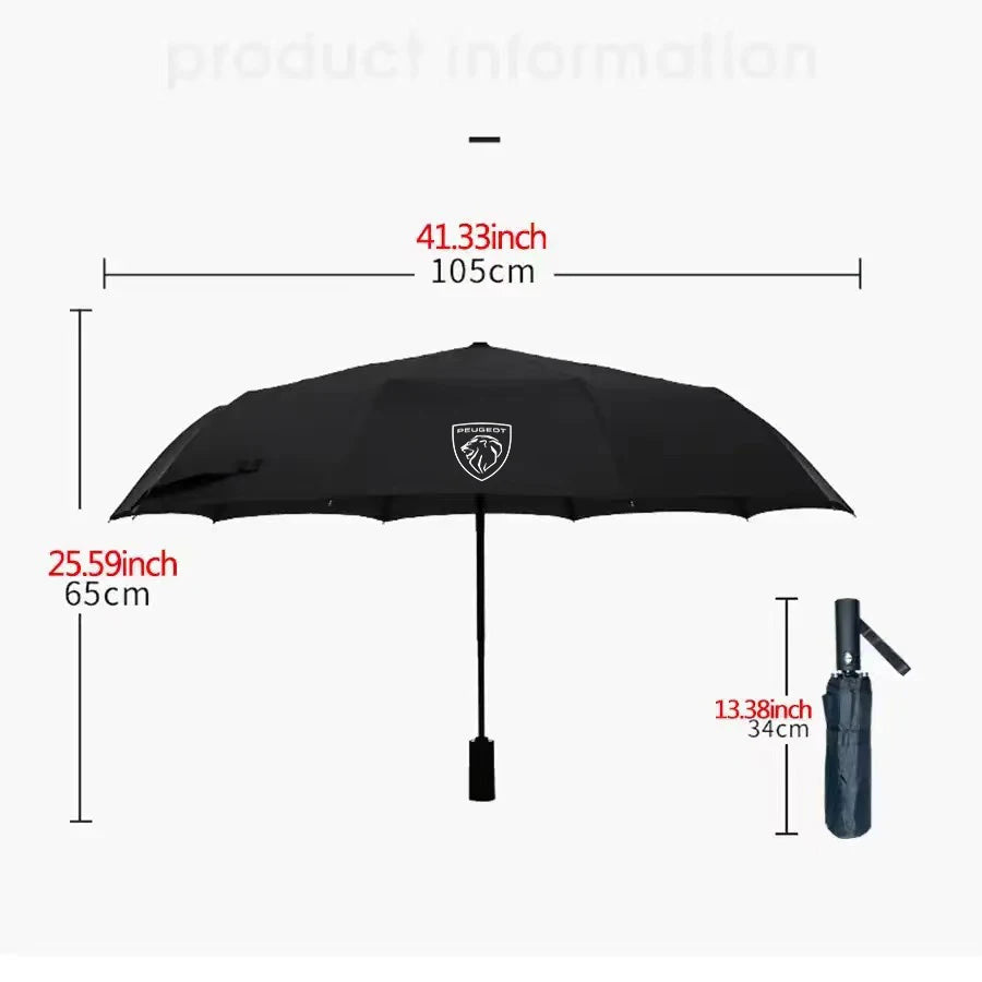 For Peugeot 206 5008 207 208 301 308 407 408 508 2008 3008 4008 GT RCZ GTLine Car Automatic Folding Windproof Sunshade Umbrella