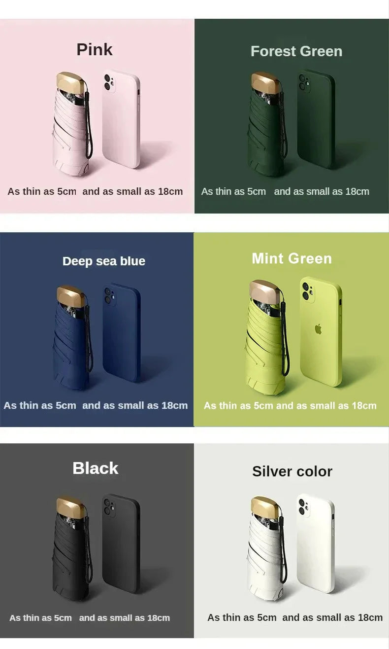 1Pc Mini Sun Umbrella Pocket Rain Umbrella Vinyl Folding UV Protection Sun Shade Ultraviolet Capsule Parasol for Pocket 55% off