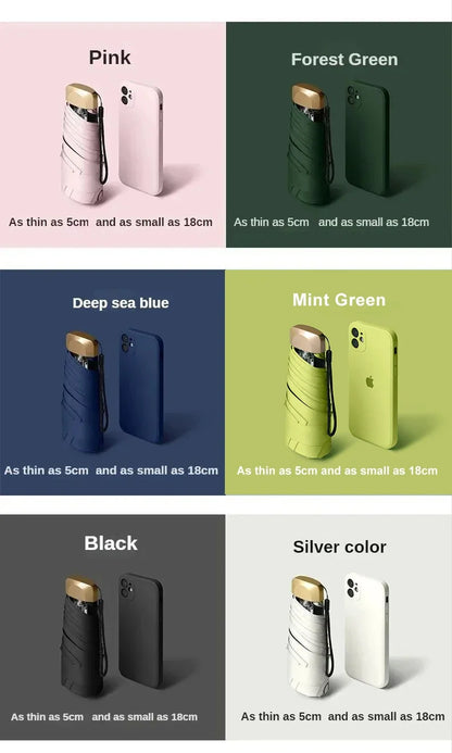 1Pc Mini Sun Umbrella Pocket Rain Umbrella Vinyl Folding UV Protection Sun Shade Ultraviolet Capsule Parasol for Pocket 55% off