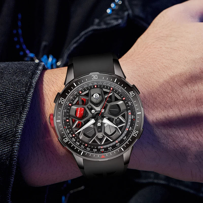HANBORO supercar series men's fully automatic mechanical watch with wheels running and dial personalized watch