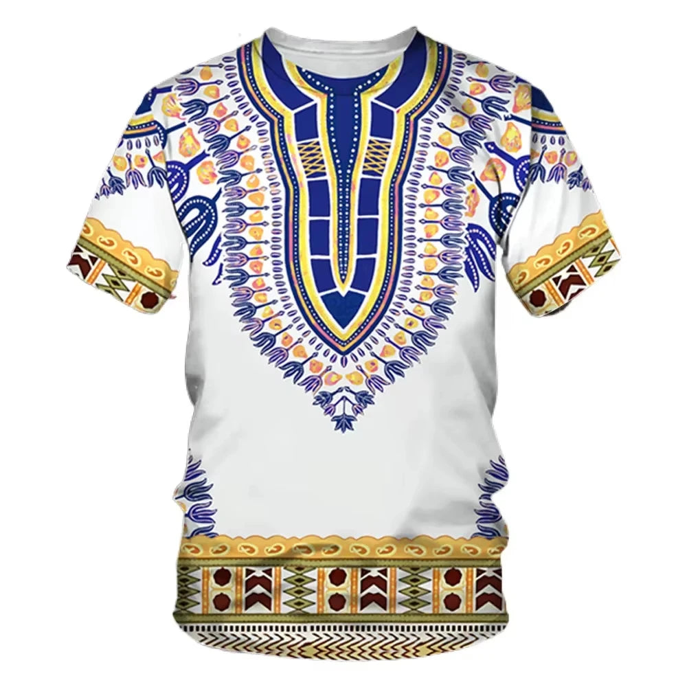 Summer New Men's African Ethnic Style Pattern 3D Print T-shirt Short Sleeve Tees Casual Harajuku Sports Oversized Unisex Tops