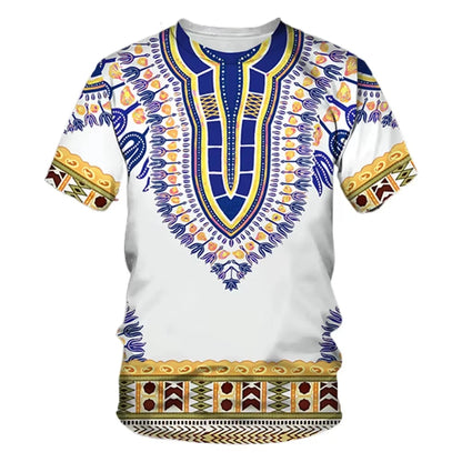 Summer New Men's African Ethnic Style Pattern 3D Print T-shirt Short Sleeve Tees Casual Harajuku Sports Oversized Unisex Tops