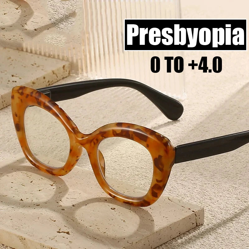 Square Large Frame Reading Eyewear for Women Men Ultra-light Far Sight Eyewear Fashion Prescription Eyeglasses Diopter 0 To +4.0