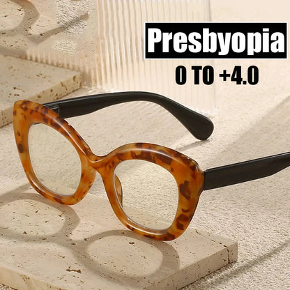 Square Large Frame Reading Eyewear for Women Men Ultra-light Far Sight Eyewear Fashion Prescription Eyeglasses Diopter 0 To +4.0
