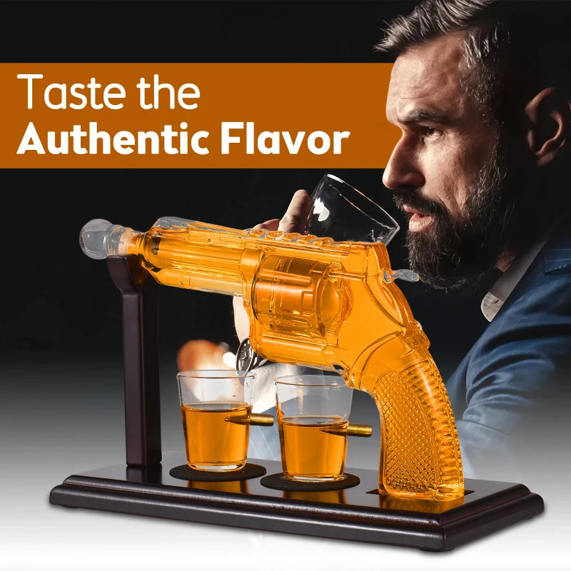 Whiskey Decanter Sets for Men Unique Whiskey Gifts Cool Liquor Dispenser with Two Glasses for Home Bar Drinking Party