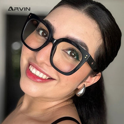Black Oversized Square Reading Glasses for Women Rivets Retro Presbyopia Eyeglasses Female Transparent Optical Lenses