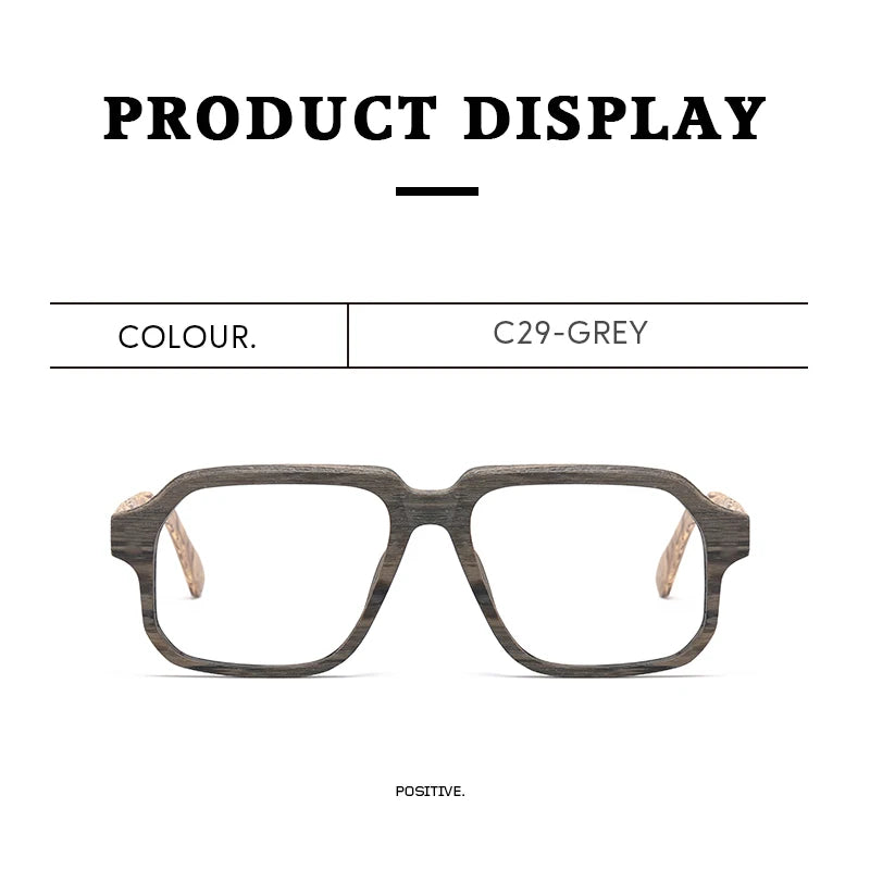 TAG Hezekiah Natural Wood Glasses Frame Men Oversized Wooden Myopia Prescription Optical Glasses Spectacle with Clear Lens 8188