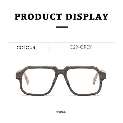 TAG Hezekiah Natural Wood Glasses Frame Men Oversized Wooden Myopia Prescription Optical Glasses Spectacle with Clear Lens 8188