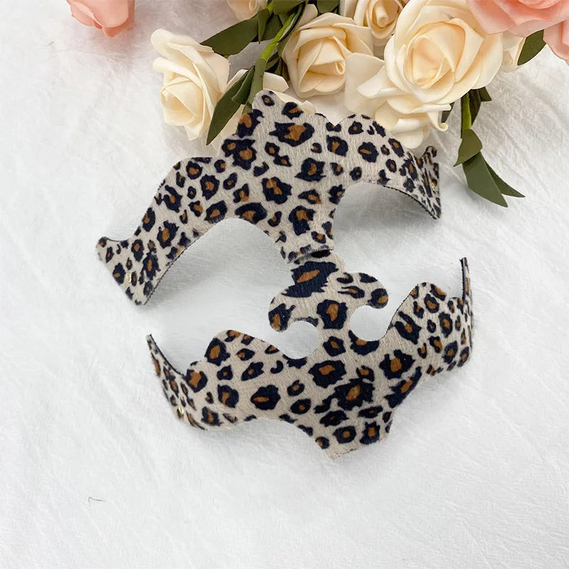 Venetian Carnival Mask - Leopard Print Half Face Cover with Elaborate Design for Mardi Gras, Burlesque Themed Parties Glamorous