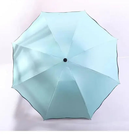 Water Blossom Umbrella Magic Folding Umbrella with Rainwater Pattern Windproof Sunshade Umbrella Outdoor UV Protection Umbrella