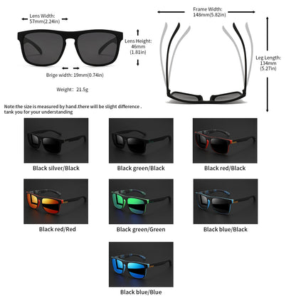 2PCSClassic Square Polarized Sports Sunglasses Lightweight PC Frame UV400 for Driving Fishing Cycling Unisex Everyday Durability