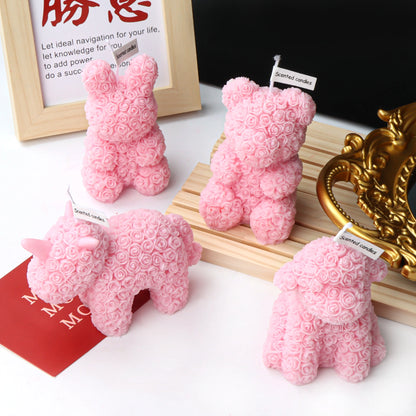 3D Cute Bear Rabbit Scented Candle DIY Dream Unicorn Candle Decoration Handmade Gifts Home Decoration Candle Gifts Wedding Decor