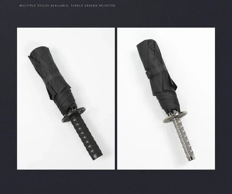 Folding Ninja Sword Umbrella Windproof UV Block Parasol Demon Slayer Real Japanese Katana Samurai Sabre Umbrella Black Parasol