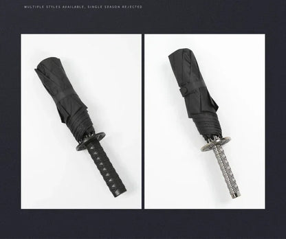 Folding Ninja Sword Umbrella Windproof UV Block Parasol Demon Slayer Real Japanese Katana Samurai Sabre Umbrella Black Parasol