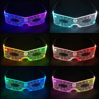 Acrylic LED Luminous Glasses Glow Party Glasses Neon Light Up Visor Eyeglasses DJ Bar Party Eyewear For Halloween Christmas