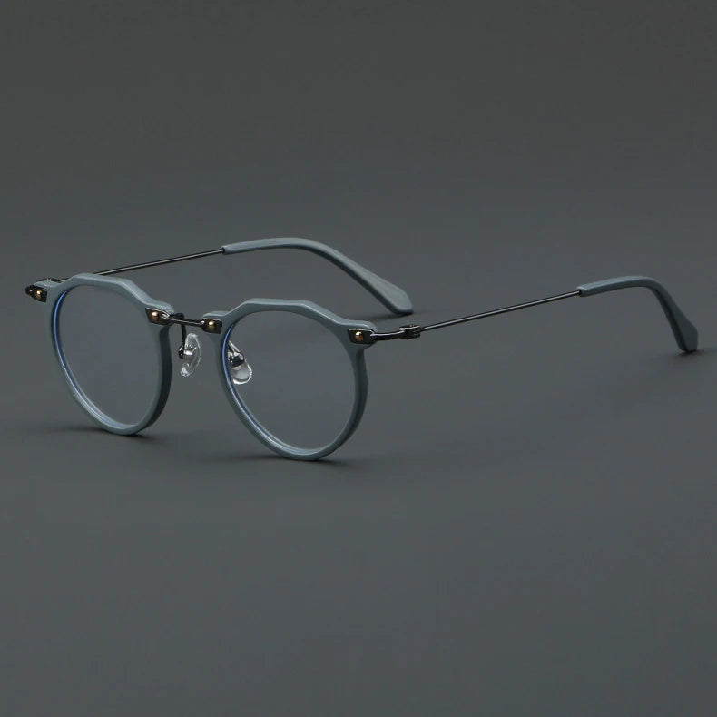 57028 Vintage Acetate Optical Spectacle Frames Women Fashion Round Metal Eyeglass Frame Men Trend Transparent Eyewear