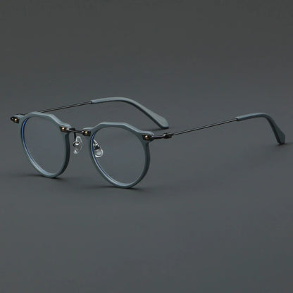 57028 Vintage Acetate Optical Spectacle Frames Women Fashion Round Metal Eyeglass Frame Men Trend Transparent Eyewear