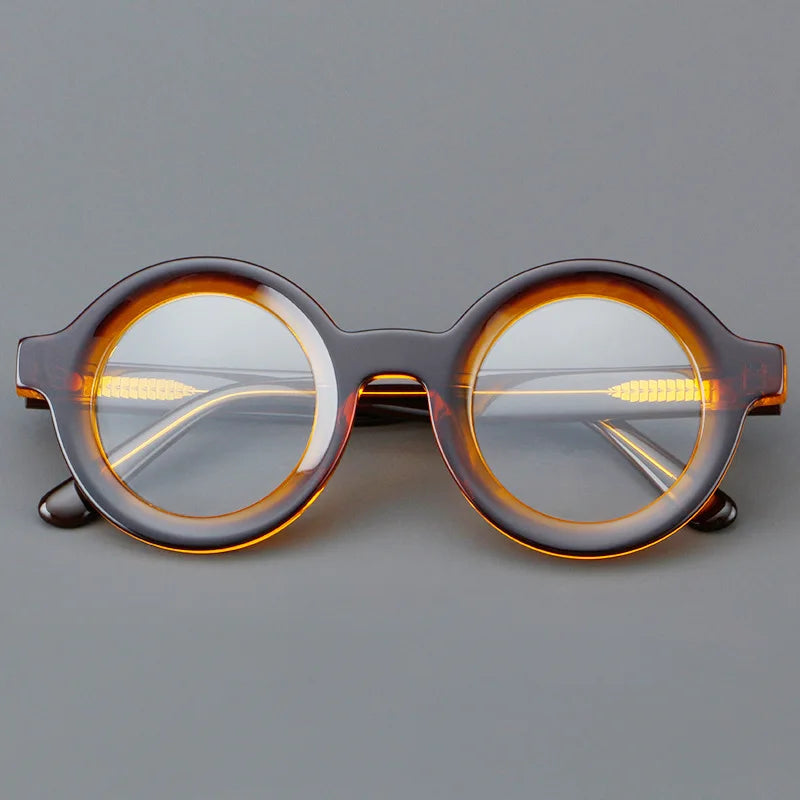 Vintage Round Glasses Frame Luxury New Fashion Trend Solid Thick Acetate Frame High-end Fake Glasses Women Men Original Quality