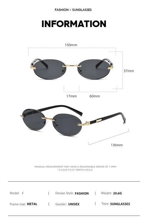 5-pack Elliptical Frameless Multicolor Fashion Trendy Women's Glasses, Essential for Trendsetters